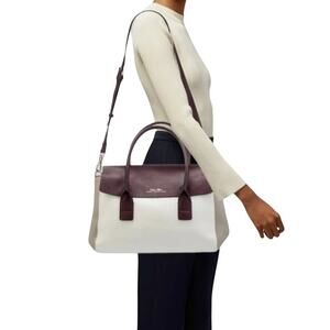 India Hicks Two-Tone White and Deep Plum Satchel